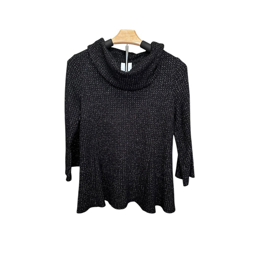 Cowl‎ Neck Tunic Top Sparkle Party Holiday Flared Sleeve